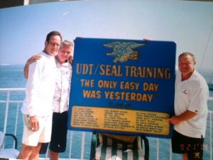 Larry, the amazing and Honor Man Doug Young and awesome Scott Rawding with the BUD/S Class 89 Plaque Still Displayed in BUD/S Compound.